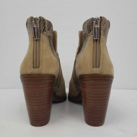 Vince Camuto Womens Gannilla Ankle Boots Brown Leather Zip Heel Snake Panel 6.5M - Picture 11 of 16